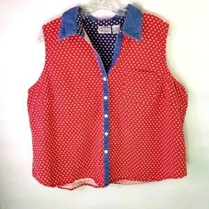 Red white and blue top with star buttons.